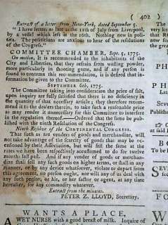 EDMUND BURKE Speech Revolutionary War 1775 PA Newspaper  