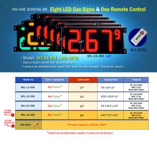 GAS PRICE ELECTRONIC LED SIGN/ 64.5 X 27 8 unit w RC  