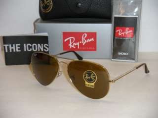 Ray Ban 3025 Aviator RB3025 001/33 62mm Gold Frame with B 15 Brown 