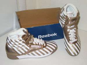 Reebok F/S Hi Freestyle Stripes Shoes Womens 7.5  