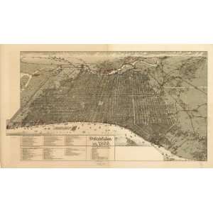  Historic Panoramic Map Philadelphia in 1888.