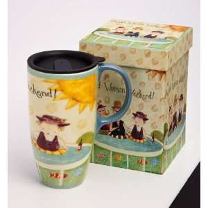   Boxed Ceramic Latte Travel Mug, Wild Woman Weekend