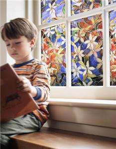   Privacy Stained Glass Decorative Window Film Floral Vinyl Clings