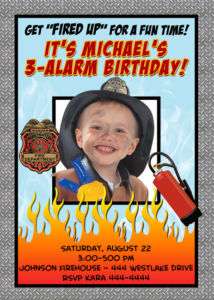 FIREMAN FIRE TRUCK BIRTHDAY INVITATIONS (U PRINT)  