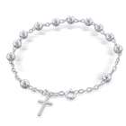 Bling Jewelry 925 Sterling Silver Rosary Beads Cross Bracelet