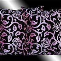 cushion cover black flock flowers purple taffeta table runner cl