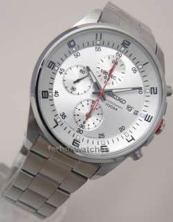 SEIKO CHRONOGRAPH DATE SILVER FACE STAINLESS STEEL BAND 100m SNDC87P1 