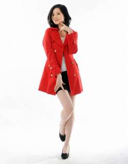 FREE SHIPPING NEW WOMENS TRENCH COAT BELTED SLIM FIT Double Breasted 