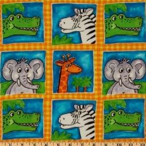   Flannel Novelties Zoo Squares Orange/Yellow Fabric By The Yard: Arts