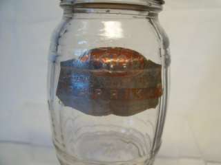   ANTIQUE GLASS FIGURAL BARREL HOOSIER SPICE SHAKER JARS 4 EXC COND