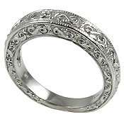 ANTIQUE STYLE ENGRAVED WEDDING BAND SOLID .925 STERLING SILVER  