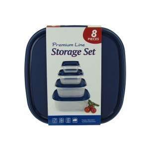 Square plastic storage set 4 bowls and 4 lids Pack Of 8  