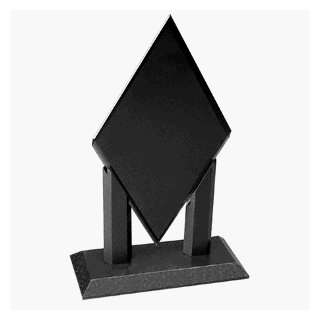   Black GlassTrophy With Black Stone Granite Posts and 4 x 9 Base