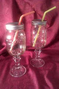BALL MASON JAR WINE GLASS GOBLET SOUTHERN SIPPER with GLASS 