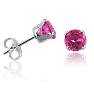 1ct Round Pink Topaz Stud Earrings in Sterling Silver  