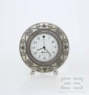   Perforated Silver Ornate Bordered Miniature Stand Clock  