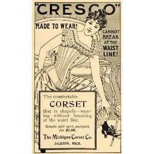 1896 Ad Jackson Michigan Victorian Womens Cresco Corset   Original 