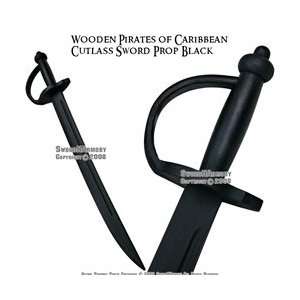  Wooden Caribbean Pirate Cutlass Sword Prop Black: Sports 