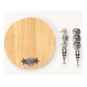 Sand Dollar, Starfish and Seahorse Wine And Cheese Serving Set  