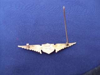 WWI US Pilots 3 1/4 sterling wings with felt back pinback  