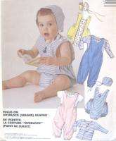 Vintage 80s Infant Knit T Shirt Jumpsuit Romper Lined Bonnet Sewing 