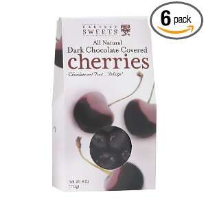 Harvest Sweets Dark Chocolate Covered Cherries, 4 Ounce (Pack of 6)