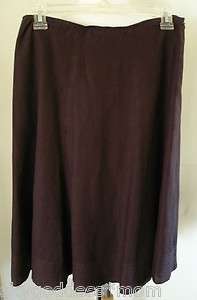 EILEEN FISHER WOODLAND BROWN LINED IRISH LINEN SKIRT ROWS OF TOP 