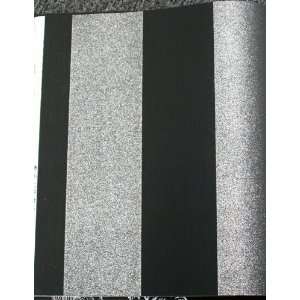  Silver Sparkly on Black Broad Stripes