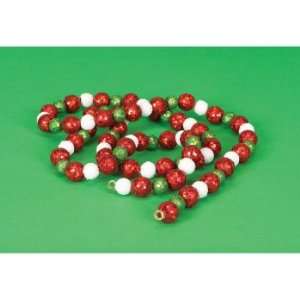 Pack of 12 Mod Holiday Red/Green/White Glitz Ball Christmas Garland 