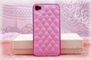 New Luxury Design Leather Hard Back Case Cover For iPhone 4G 4S S Pink 