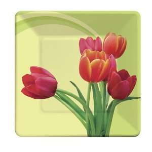  Blooming Spring Tulips Paper Banquet Dinner Plates Health 