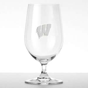 Wisconsin Pilsner with W Logo   Set of 4 Glasses Kitchen 