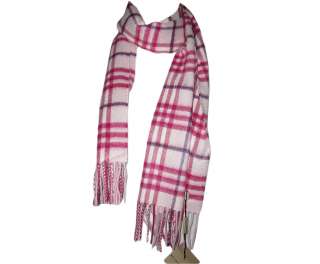 BURBERRY LUXURY SCARF/SHAWLS BLUE/ PINK 100% CASHMERE MADE IN SCOTLAND 