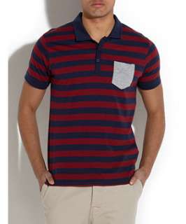 Navy (Blue) Red and Blue Marl Stripe Polo Top  240152941  New Look