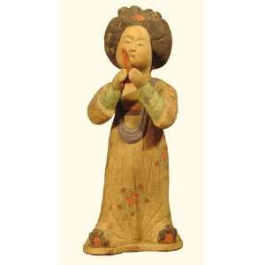  16 inch tall ceramic lady flute player