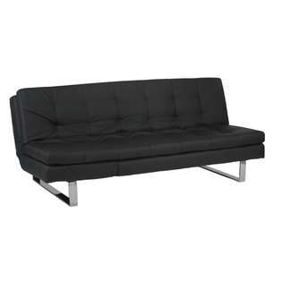 Euro Style ERIK CONVERTIBLE SOFA BED IN BLACK LEATHERETTE BY EUROSTYLE 