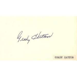 Grady Hatton Autographed 3x5 Card   Cincinnati Reds:  