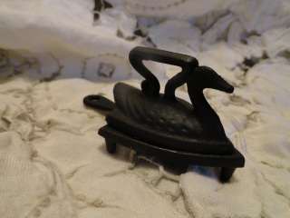 mini Cast iron Swan Iron and holder  