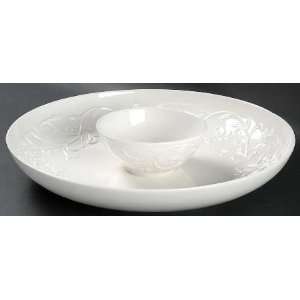  Lenox China Opal Innocence Carved 2 Piece Chip and Dip Set 