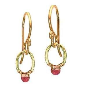  Calico Juno14k Gold Filled Pink Ruby Dangle Earrings 