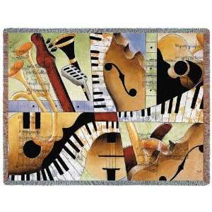 Jazz Medley Musical Instruments Tapestry Throw by Tom Grijalva  