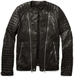   and jackets  Leather jackets  Zipped Padded Leather Biker Jacket