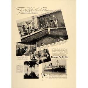  1937 Ad Panama Pacific Line Cruises Flamingo Beach Pool 