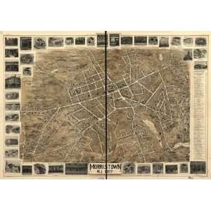   Historic Panoramic Map Morristown, N.J. 1899.