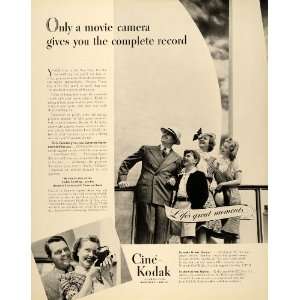 1939 Ad Cine Kodak Movie Camera Film Family Pictures   Original Print 