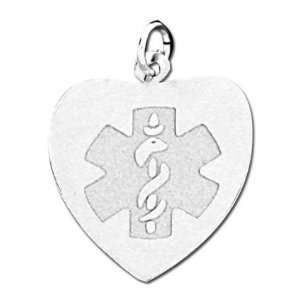  14k White Gold Heart Medical Charm Jewelry