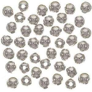  Silver Plated Round Beads 6mm Large Hole (50): Arts 