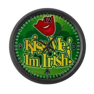  Large Wall Clock Kiss Me Im Irish Clover 