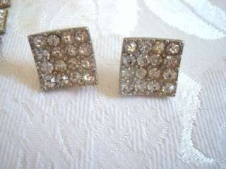 Vintage Rhinestone Earrings ~ Clear Stones  