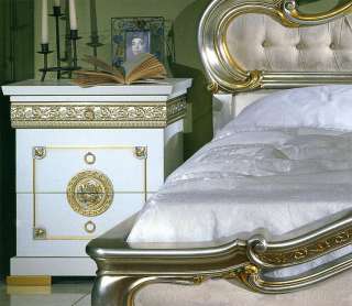   Doppelbett Barock Antik Stilmöbel Italien Blattsilber Gold Schick